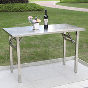 加厚不锈钢会议培训租房餐桌可折叠长方形便携式摆摊加固家用桌子