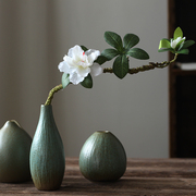 禅意花瓶新中式复古陶瓷小花器，单只干花文艺术，花插摆件桌茶艺装饰