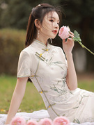 素雅旗袍2024年改良女年轻款中国风少女新中式连衣裙白色淑女