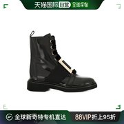 香港直邮Roger Vivier 金属扣丝绒鞋带踝靴 RVW54825180MRK