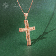 天友品牌18k黄金项链女式十字架，锁骨颈链玫瑰，金吊坠(金吊坠)链珠宝首饰品