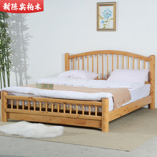 全实木柏木原木圆柱单人床，儿童床中式现代简约民宿网红床男女床