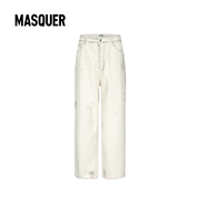 masquerss24白色涂鸦宽松裤子，男生街头潮流牛仔裤