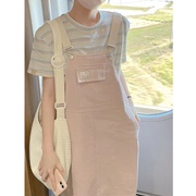 粉色奶fufu牛仔背带裙，子女夏季胖mm大码日系，风格穿搭收腰连衣裙