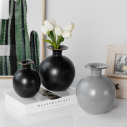 花瓶黑色新中式陶瓷花瓶现代简约客厅装饰摆件哑光花器花瓶