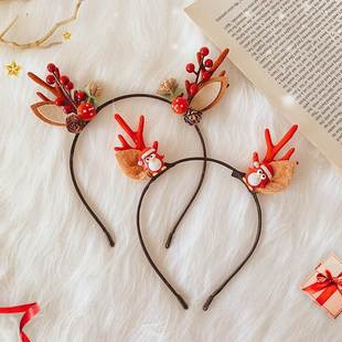 圣诞节仙女森系超仙发箍小鹿角头饰，女发卡麋鹿，发夹道具网红发饰品