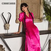 原创设计师品牌CHANSARR香莎玫红色连衣裙826111011