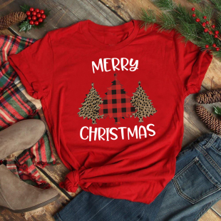 christmastreet-shirt2023年圣诞树大码t恤男女红色情侣短袖