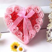 24朵玫瑰香皂花透明礼盒情人节礼物创意搭配套装用品生日礼物