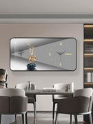 餐厅装饰画带钟表挂钟简约现代饭厅墙面创意挂画客厅艺术时钟