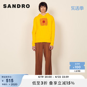 SANDRO Outlet男装撞色花朵刺绣潮流宽松黄色卫衣上衣SHPSW00486