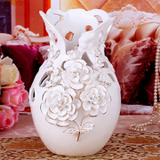 白色欧式陶瓷花瓶客厅摆件电视柜北欧家居装饰品小水养鲜花插花大