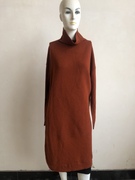 圣奈尔 纯色常规单件桔色中长款高领冬季长袖套头女式全羊毛衫