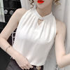 雪纺无袖衬衫女夏季韩版时尚，时髦性感镂空挂脖背心小衫上衣潮