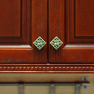 衣柜拉手琉璃绿樱桃单孔抽屉复古柜门把手方形小众侘寂风美式斗柜