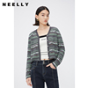 NEELLY纳俪商场同款V领长袖针织开衫女春季单排扣通勤时尚薄外套