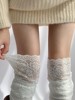 长筒袜过膝秋冬蕾丝洛丽塔拼接白色堆堆袜子女靴袜高筒