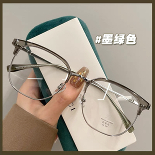 复古半框眼镜网上可配有度数女镜片散光超轻近视眼镜大脸眼睛镜架