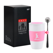 HDST华典世通XF-20136幸福时光陶瓷杯勺两件套文化创意节日订