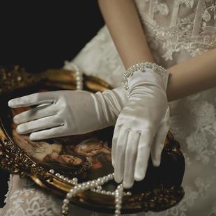 新娘结婚手套 婚纱礼服短款手套 时尚简约法式摄影拍照婚庆 1045