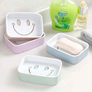 便携式卡通笑脸双层沥水香皂盒 卫生间肥皂盒手工皂托肥皂架皂盒