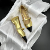蓝彩仙子大码女鞋40-43春季金色玛丽珍单鞋小香风时尚气质平跟鞋