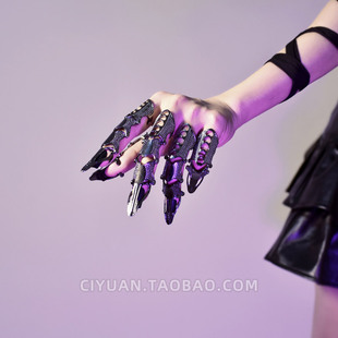 Lolita复古赛博朋克机械金属指环手指装饰哥特蒸汽手甲指套凹造型