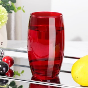 小众ins大红色水杯果汁杯高颜值蛋形杯饮品杯玻璃水杯
