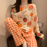 WSN4031483 春季韩版可爱甜美趣味印花长袖睡衣两件套家居服套装