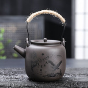 紫砂提梁壶刻字大容量泡茶壶，定制家用凉水壶功夫，茶具陶瓷单茶壶(单茶壶)