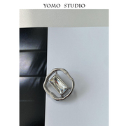 YOMOSTUDIO 镂空长发钻装饰毛呢金属外套纽扣双面尼皮草大衣扣子