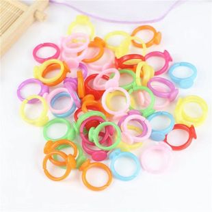 300个儿童粉色塑料戒指托diy手工，饰品材料配件戒指圈指环