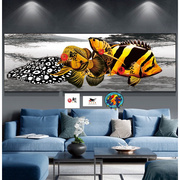 龙鱼装饰画挂画油画布客厅背景墙沙发玄关平面喷绘有框观赏鱼壁画