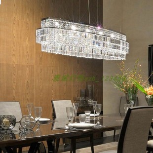 轻奢k9水晶吊灯后现代长方形客厅，灯欧式简约金色，餐厅吧台酒柜灯