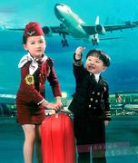 元旦儿童空姐空少表演服幼儿职业服女童，飞行员服装机长制服演出服