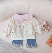 女童韩版娃娃领外套2024洋气，春装女宝宝，衣服儿童春秋时髦上衣