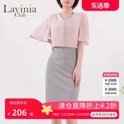 lavinia拉维妮娅雪纺衫女短袖，衬衫荷叶边v领短款春设计感上衣