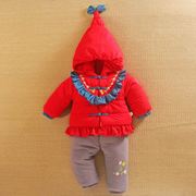 0一1岁女宝宝秋冬装外套分体款加厚棉衣套装过年红色婴儿服季外出