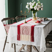 美式北欧几何纹时尚全棉，桌旗结婚新房装饰茶几餐桌新年红色装饰品