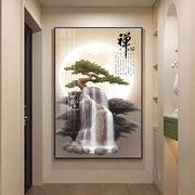 新中式禅意禅心十字绣客厅，流水生财高级感钻石画，2023水钻带框