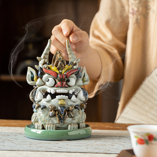 陶瓷龙摆件招财中式摆件装饰品茶宠摆件可养创意塔香香炉茶道