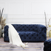 美式布艺沙发组合轻奢复古风格，铆钉拉扣单双，三人位客厅整装家具