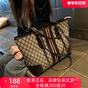 香港真皮包包女2023高级时尚秋冬大容量单肩手提托特大包