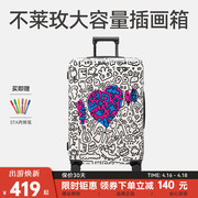 不莱玫女20寸行李箱ins网红皮箱，拉杆箱涂鸦diy大容量旅行箱24