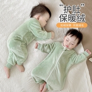 婴儿冬季睡衣法兰绒宝宝防踢被男女儿童保暖睡袋珊瑚绒连体家居服