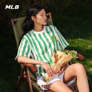 MLB 男女情侣时尚条纹运动T恤休闲宽松短袖23夏季 TSECD