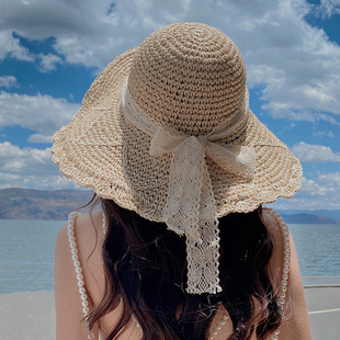 2023草帽海边沙滩帽子女夏气质(夏气质)百搭时尚太阳帽防晒防紫外线遮阳帽