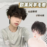 羊毛卷假发男韩式dk锡纸烫短卷发潮流男神钢夹烫透气蓬松整顶头套
