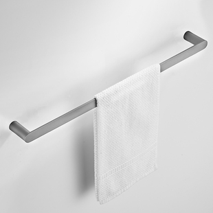 毛巾杆单杆304不锈钢灰 免打孔卫生间毛巾架创意浴巾架轻奢浴室