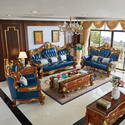 欧式真皮沙发123组合纯实木客厅，整装大户型别墅头层牛皮沙发定制